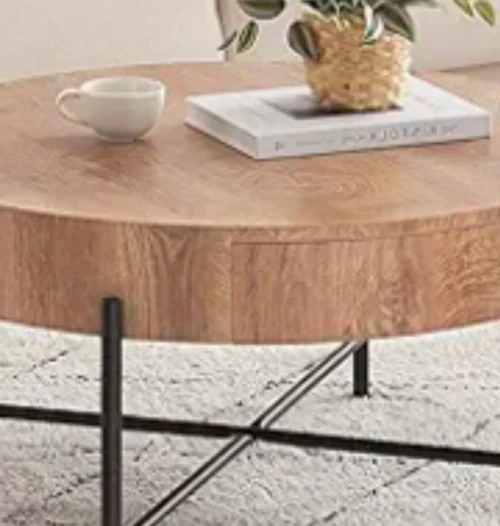 Round wood coffee table